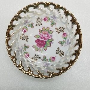 Shafford Saucer 6" Lusterware Pink Roses Gold  Hand Painted Porcelain Tea Japan